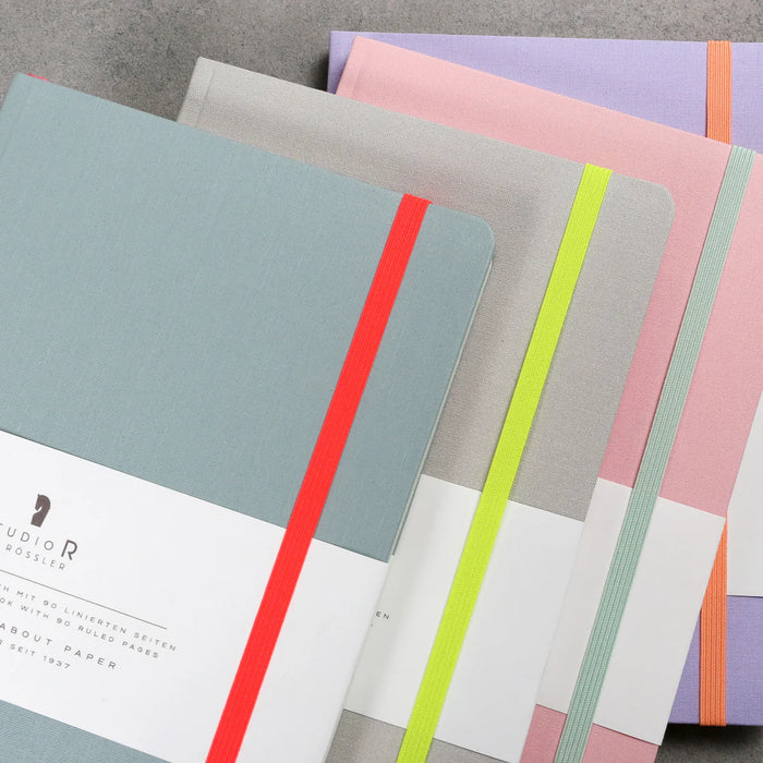 Notizbuch „Neon“ | A5 | Soft Cover - Stoffbezug | Mit Gummizug | eukalyptus