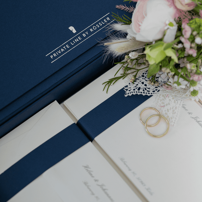 Personalisierbare Briefpapier Kassette | Edles Bütten Papier | 60 Stück | blau