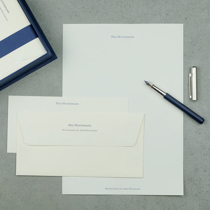 Briefpapierbox personalisiert, Creme Inhalt, Taupe