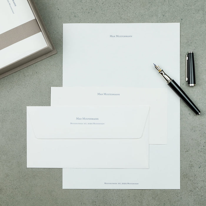 Briefpapierbox personalisiert, Weißer Inhalt, Taupe