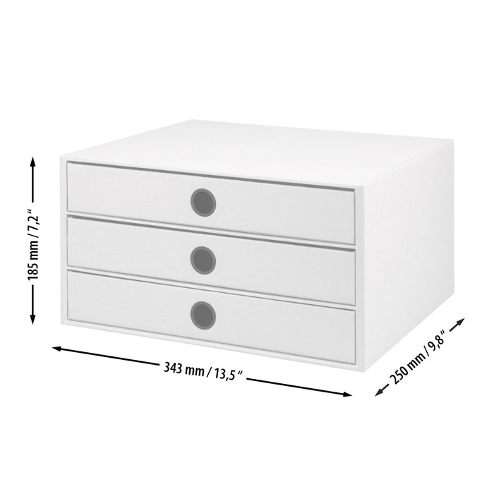 3er Schubladenbox für A4, Navy-Blau