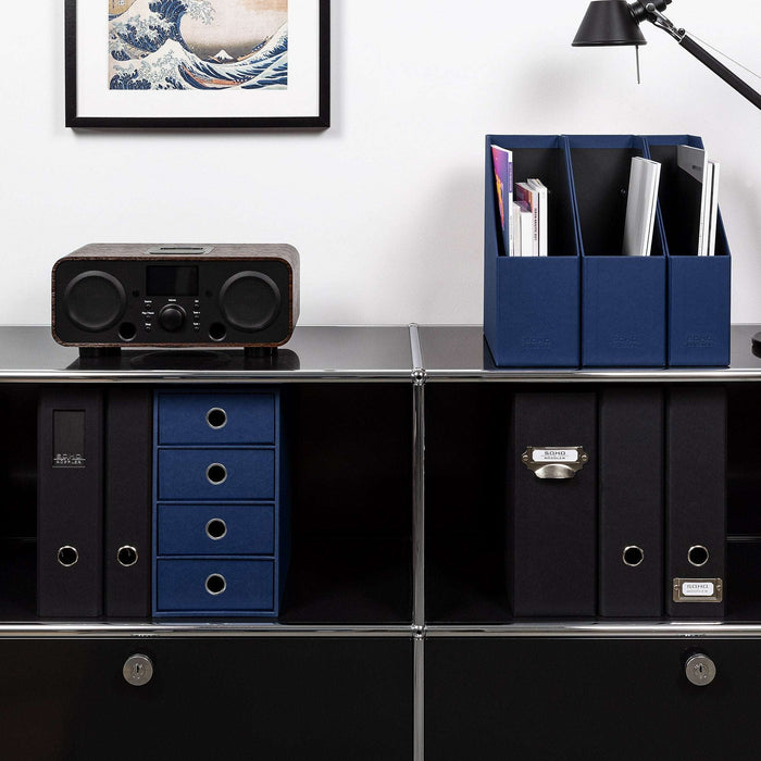 Stehsammler mit Griff für A4, Navy-Blau