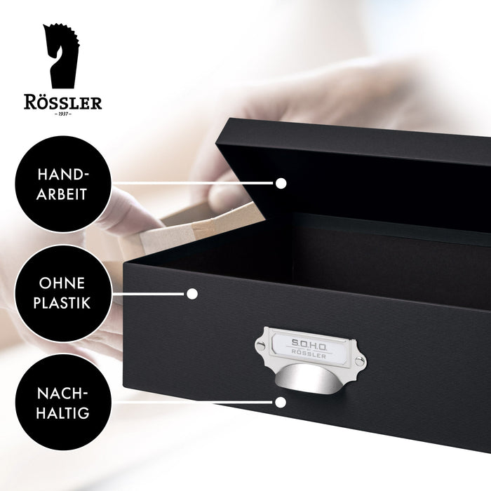 Aufbewahrungsbox mit Griff für A4, Schwarz